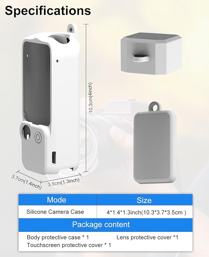PULUZ Pocket 3 Silicone Cover, Soft Protective Case Compatible with DJI Osmo Pocket 3, Lens Protector Screen Protector Grip Cover Accessories(White)