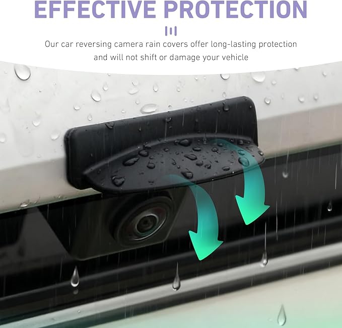 Car Reverse Camera Anti-Rain Cover, Silicone Self-Adhesive Camera Rain Guard Shield, Universal for Most Cars (Black)
