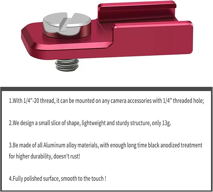 [2 Packs]-Cold Shoe Mount Adapter with 1/4"-20 Thread for Camera Cage, Monitor,Video Light,Microphones,Flash LED