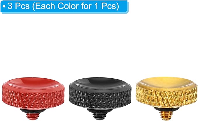 PATIKIL Camera Shutter Button, 3 Pack Soft Shutter Release Button Pure Copper Camera Button Carved Suitable for Nikon for Fujifilm for Leica DSLR/SLR Camera, Red Golden Black
