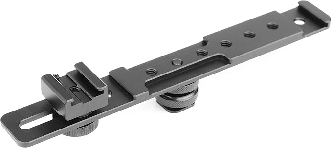 ChromLives 8'' Cold Shoe Extension Bar, Flash Straight Bracket, Camera Dual Mount Flash Bracket Compatible with Nikon Canon Sony Olympus DSLR Camera Camcorder DV