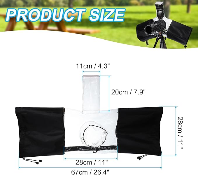 PATIKIL Camera Rain Cover, Waterproof Protective Cover Camera Sleeve Protector Up to 8 Inch Lens for Nikon, Clear