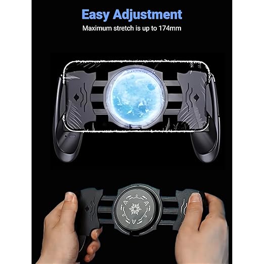 ciciglow Phone Game Grip, Semiconductor, Adjustable Mobile Controller Handle Holder with Colorful Light Effect, Fan Cooling, for, iOS