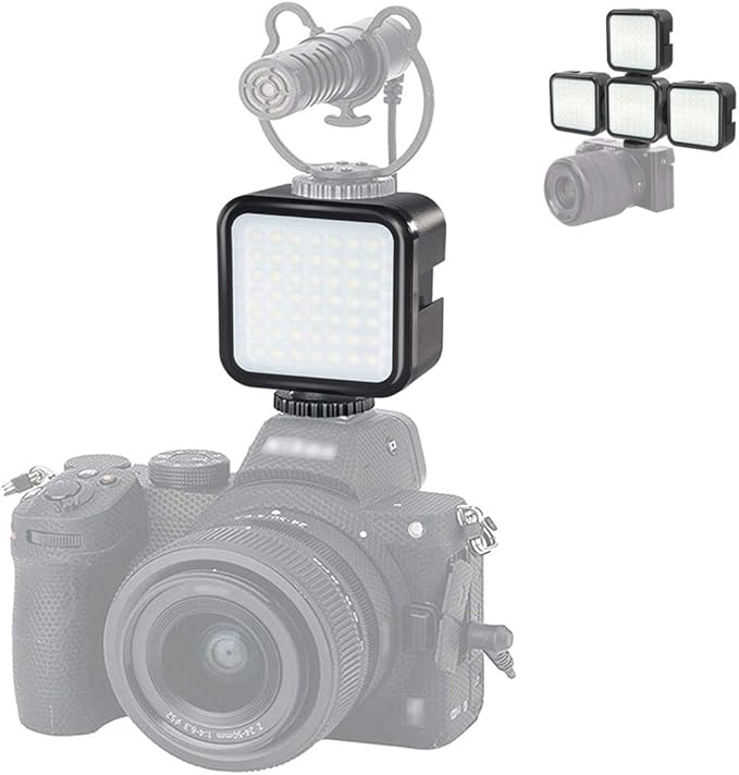 LED Video Light with 3 Cold Shoe, PULUZ on Camera Video Light LED 64 5W Dimmable Video Splicing Fill Light with 1/4" Thread for Canon for Nikon for Sony and Other DSLR Cameras