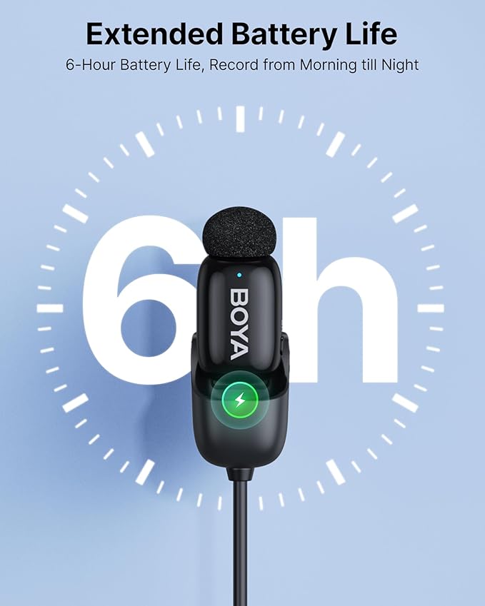 BOYA mini Wireless Microphones for iPhone 15-16/Android/PC with USB-C Plug,3-Level AI Noise Cancellation,Voice Changer,328ft 6h Battery for Video Recording Podcast Interview(1TX+1RX, No Charging Case)