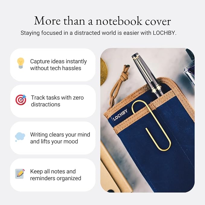 LOCHBY® Pocket Journal | Tomoe River 3.5" x 5.5" Notebook | Waxed Canvas | Ideal for Travelers & Daily Use, Fits Field Notes, Moleskine Cahier