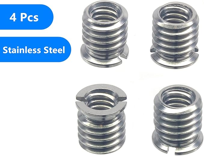 Stainless Steel 1/4"-20 Female to 3/8"-16 Male Screw Adapter 4 Pieces 10.5mm Height
