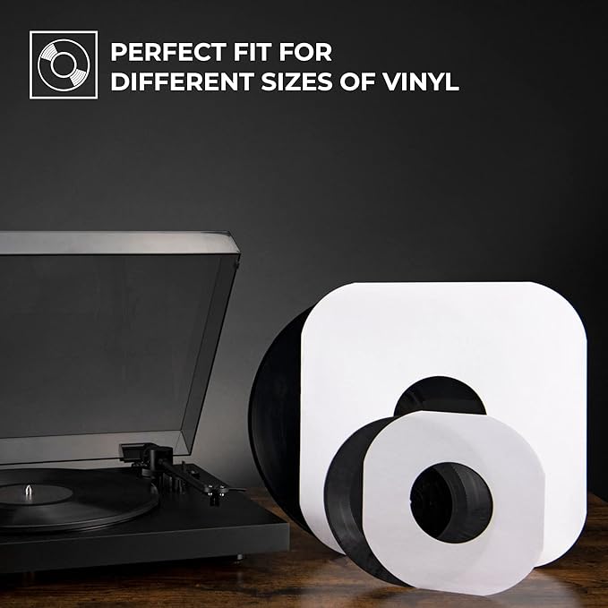 Big Fudge 12" Vinyl Record Sleeves- Inner Sleeves 100 Pack - Heavyweight Acid Free Paper Vinyl Covers - Accessories Protect LP Albums from Dust, Dirt & Scratches