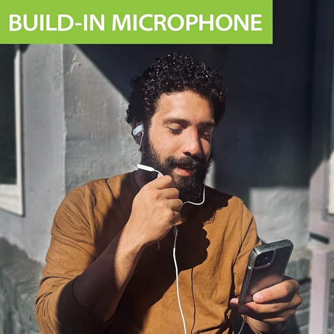 Avantree E171 - AUX 3.5mm Wired Earbuds with Microphone & in-Line Volume Control, Compatible with Traditional 3.5mm AUX Phones Corded Headphones with Ear Hook for Running & Sports, White