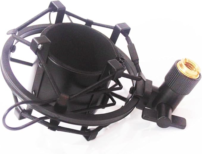 Black Universal Microphone Shock Mount for Large Diameter Diameter 48-51mm Condenser Microphone Metal Construction