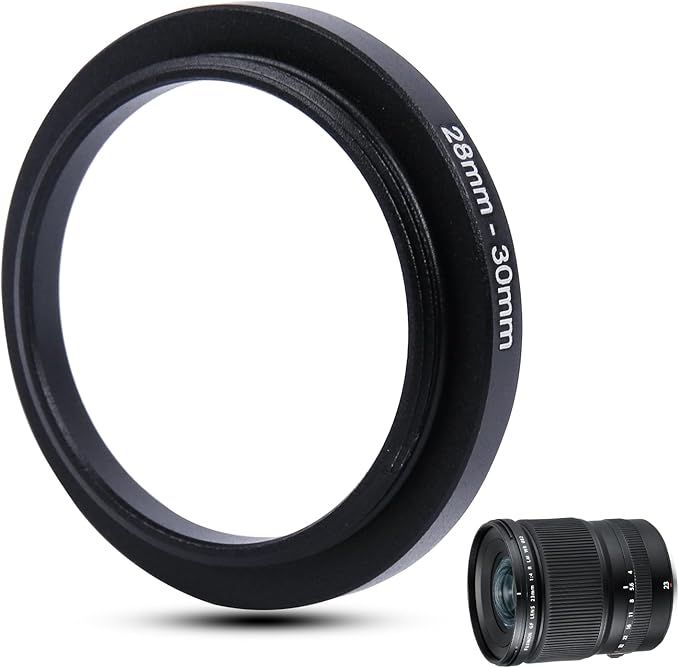 Metal Step Up Ring Filter Adapter - 28mm to 30mm - Metal Ring Step Up Rings Adapter Filter Compatible with All 30mm UV, CPL, ND, Lens Hood, Threaded Lens ect