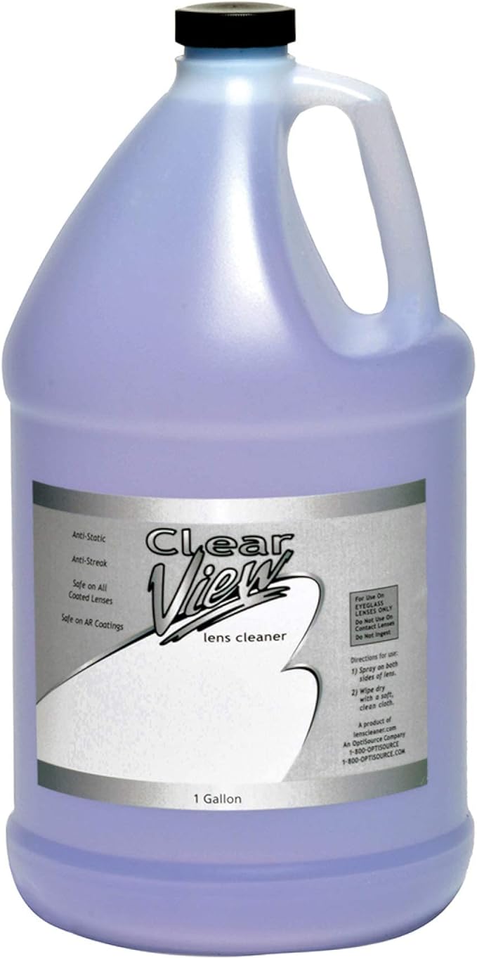 OptiSource International Clear View Screen & Lens Cleaner for Eyeglasses, Laptops, Smartphones, & Other Screens, 1 Gallon