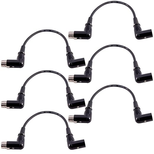 Seismic Audio Speakers Right Angle Patch Cables - XLR Male to XLR Female, 1 Foot, Pack of 6