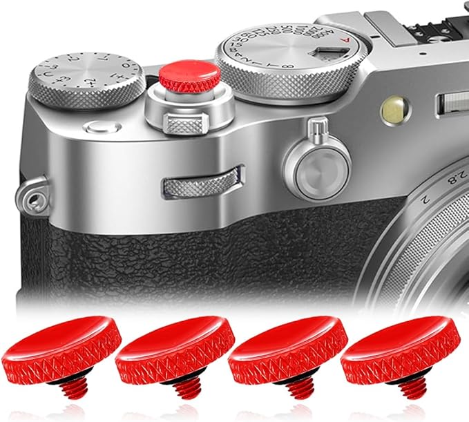 Camear Shutter Button Metal Brass Knurled Soft Shutter Release Button Camera Button for Better Balance and Grip (Red)