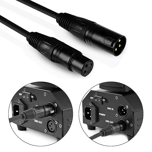 50 ft Flexible DMX Cable, Gold-Plated 3 Pin Signal XLR Male to Female DMX Cable Wire, Best for DJ Stage Lighting Moving Head Lights Par Light (2 Pack)