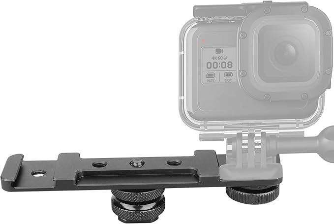 ChromLives Hot Shoe Extension Bar Mount, Cold Shoe Extension Flash Bracket, Dual Straight Mount Flash Bracket Compatible with Nikon Canon Sony Olympus DSLR Camera Camcorder DV