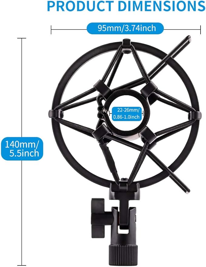 Microphone Shock Mount Holder Clip Mic Anti-Vibration for 22mm-26mm Diameter Dynamic Mic Like Shure SM58 58S SM57 PAG48 Sennheiser E835 E845 AKG D5S Samson Q7 Q8 Behringer Xm8500