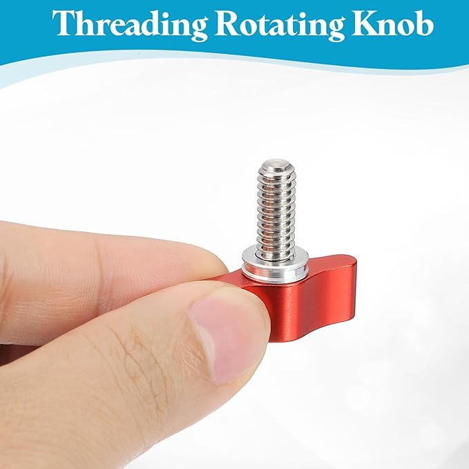 PATIKIL Clamping Screw Knob 1/4" x 1.14", 2Pcs Stainless Steel t Shaped Camera Thumb Screws for DSLR Flash Bracket Photography Light Stand Adapter Action Sports Camera Mounting System, Red