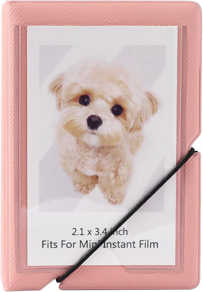Mini Instant Film Polaroid Photo Album Book For 3 Inch Fujifilm Instax Mini 12 11 9 99 8 7+ 40 EVO Camera Film, HP Sprocket, K-pop Photocards (Peach Pink, 1 Pack)