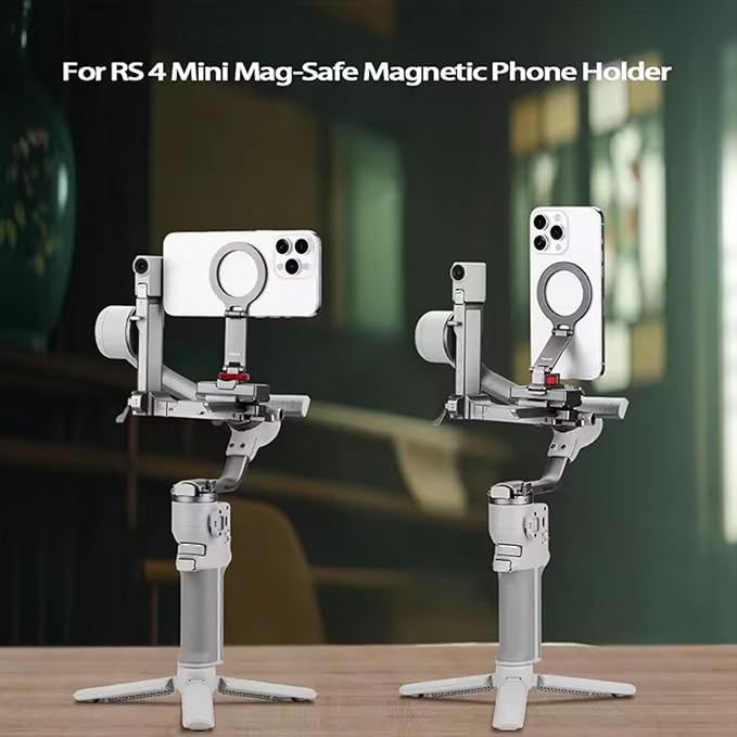 Cold Shoe Design Adapter for DJI RS4 Mini, for Phone Magsafe Magnetic Phone Holder, with 1/4 Screw Hole (Cold Shoe)