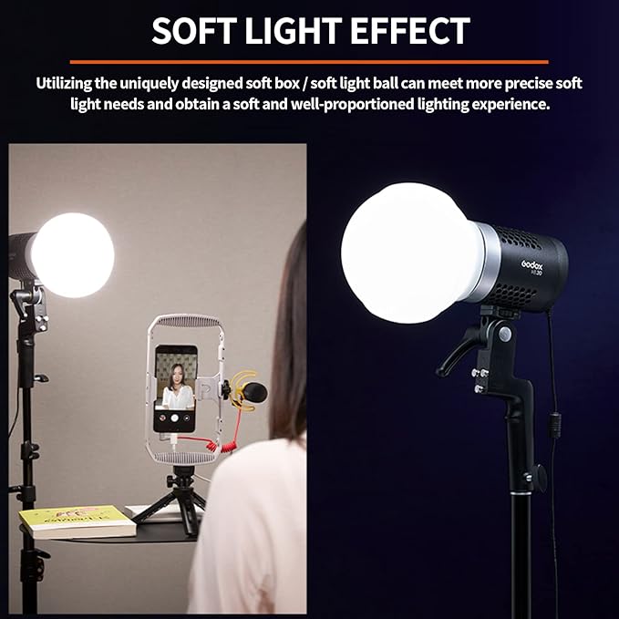 Godox ML-CD15 Diffusion Dome Flash Diffuser Modifier, Collapsible Soft Light Diffuser with 3 adapters for AD200 AD200Pro V1 TT685 V860III TT600 AD300Pro AD400PRO Speedlight,ML30 ML60 Video Lights