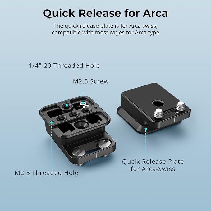 SmallRig Quick Release Plate for Arca-Type, Universal Baseplate with 1/4''-20 Screw, for Camera Cages, for Vertical Shooting - 5802