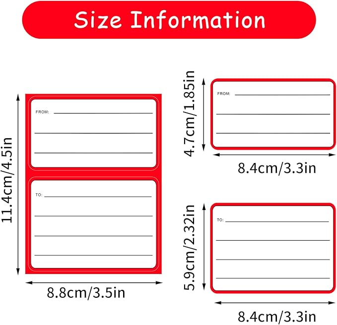 50 Sheets Address Labels, 3.5 x 4.5 Inch to/from Address Mailing Labels, Self-Adhesive Blank Handwriting to/from Address Tags Sticker for Mailing Boxes, Envelopes, Shipping Labels