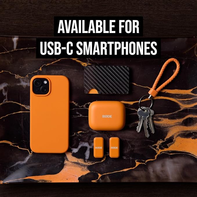 RØDE Wireless Micro - Compact Wireless Microphone, Two Mics with Charge Case for Smartphone Content Creation - USB-C, Orange