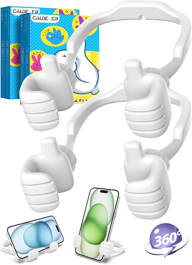 Easter Basket Stuffers for Teens Boys Girls Adults Cell Phone Stand Patented 2 Pack White Thumbs Up Lazy Phone Holder Cell phone Stand for Desk Fun Easter Gifts for Kids Men Women Wife Birthday