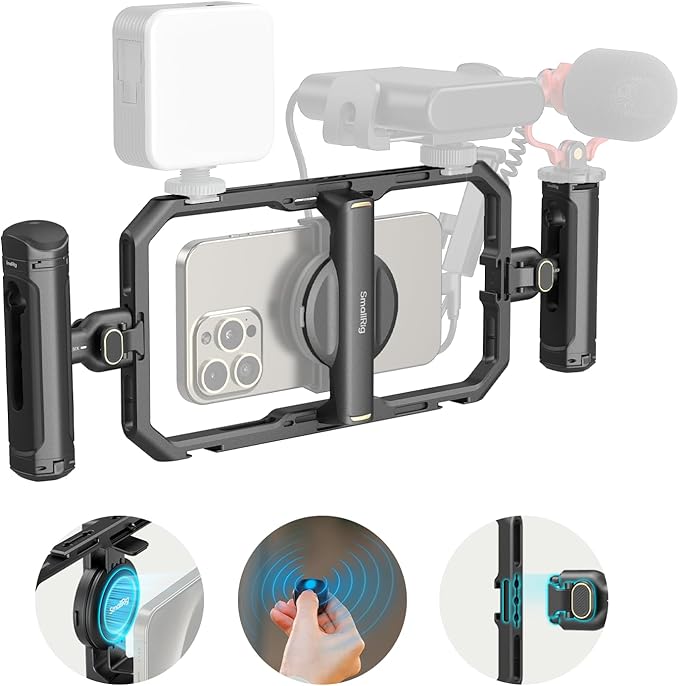 Bundle: SmallRig Universal Quick Release Phone Cage Kit Basic 4597+SMALLRIG 67mm Magnetic Filter Ring Adapter 4843+67mm Magnetic Variable ND Filter ND2-ND32 (1-5 Stops) 4581