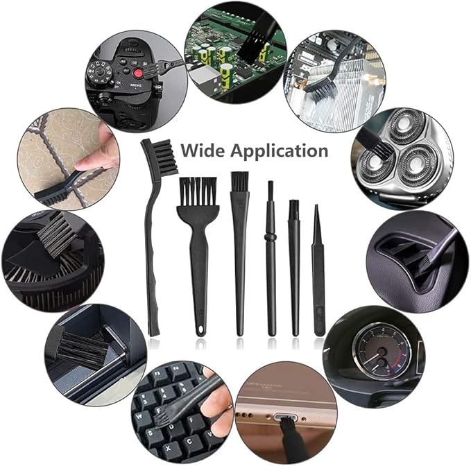 Keyboard Brush,6 in 1 Multi-Purpose Portable Plastic Handle Nylon Anti Static Brush Kit Fit for MacBook Laptop,Phone,Computer Keyboard,Machine,Car Interior Detailing,PP Handle,Razor Cleaning Brush