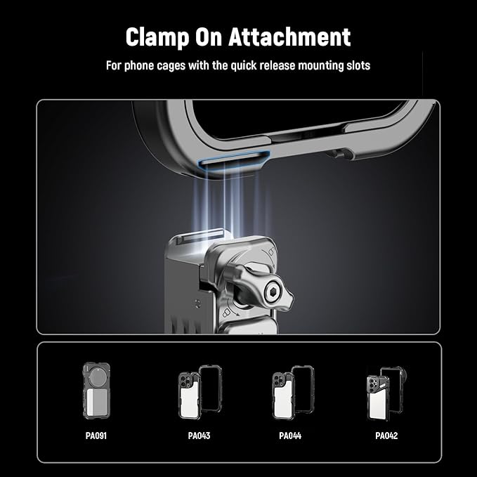 NEEWER Phone Tripod Mount with Arca Type Base, 1/4" Threads, Quick Release Clamp Compatible with iPhone 16 Pro Max S25 Ultra Phone Cage DJI RS4 Mini R4 Pro RS3 Pro RS2 RSC2, Silver, PA124