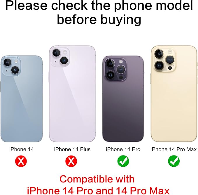 2PCS ASDAWN Back Rear Camera Lens Glass Replacement for iPhone 14 Pro Max and 14 Pro Camera Glass Lens Replacement with Pre-Installed Adhesive + Repair Tool Kit + Installation Manual