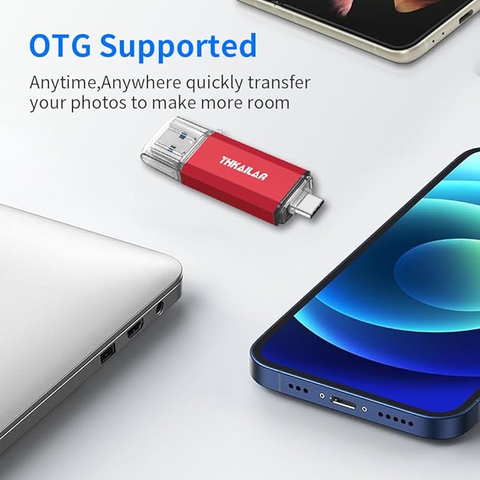 Thkailar USB C Flash Drive 128GB,USB Flash Drive with Type C and Type A 3.1 Port USB C Thumb Drive Compatible with Android Phone/PC/Mac Pro