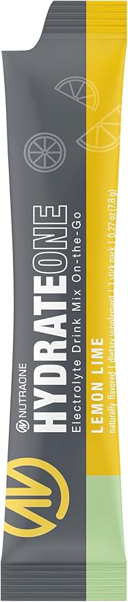 HydrateOne, Electrolyte Drink Mix On-The-Go | Lemon and Lime, 30 Servings