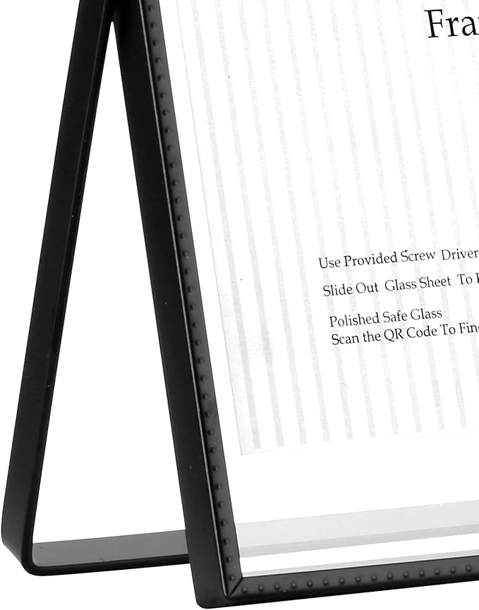 Black 4x6'' Floating Picture Frame Set of 2,For Photo Sizes (2x3'',3.5x5''),Beautiful Metal Beaded Edge Frames Adjustable Tabletop/Shelf Photo Frame,Classy Gift Choice for Wedding