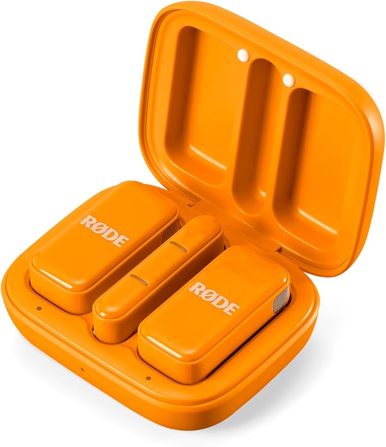 RØDE Wireless Micro - Compact Wireless Microphone, Two Mics with Charge Case for Smartphone Content Creation - USB-C, Orange