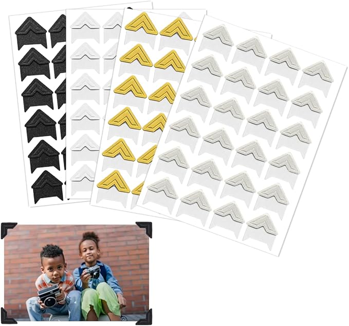 120 Pack Photo Corners Self-Adhesive, Picture Corner Stickers for Scrapbooking, Guestbook, Memory Scrapbook (White)