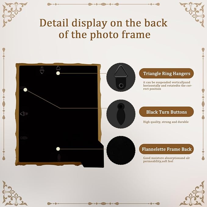 8x10 Picture Frames with Embossed Vines Design and Glass Front Hand-Crafted Resin Photo Frame with Easel & Hook for Tabletop & Wall Hanging Ornate Baroque Vintage Home Room Decor (Wood)