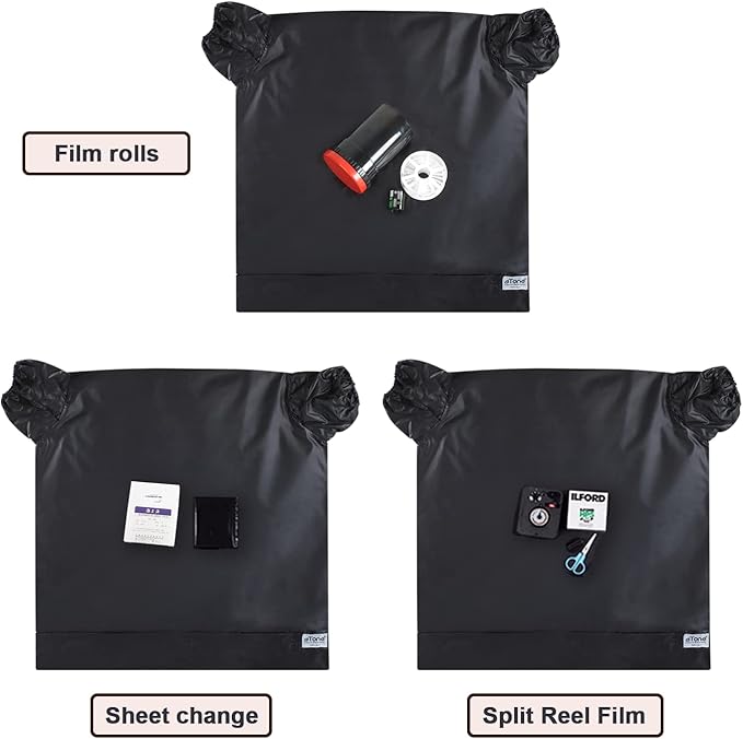 Darkroom Equipment eTone Film Changing Bag Camera Dedicated Film Developing Darkroom Zipper Bag Double Layer Load Photography 22X22.8'' Photography Accessories (M)