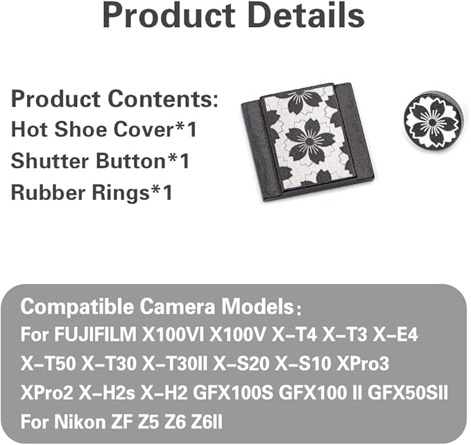 Camera Metal Hot Shoe Cover Shutter Buttons Protector for Fuji X100VI X100V X-T4 X-T3 XPRO3 XPRO2 for ZF Z5 Z6 Z6II (Black-Set)