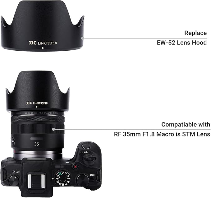 Tulip Flower Len Hood for RF 35mm F1.8 Macro is STM on EOS R6 R5 RP R Camera, Reversible Lens Shade, Compatible with 52mm Filters and 52mm Lens Cap