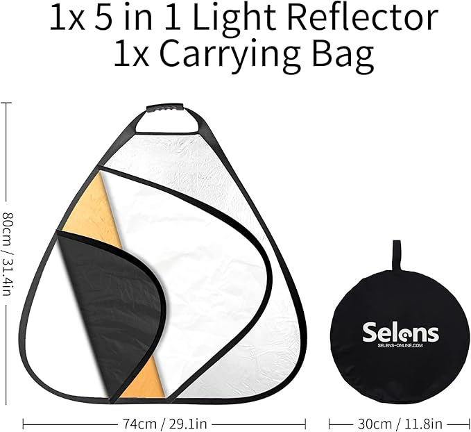 Selens 5-in-1 Triangle Reflector (32 Inch) with Handle for Photography Photo Studio Outdoor Lighting