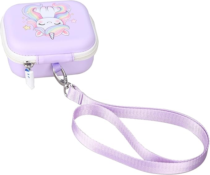worfty Kids Camera Case Compatible with MAVOKIS/Envyvip/Seckton/KIZJORYA/Goopow Digital Video Camera Toys Camcorder Storage Holder Carrying - Purple Unicorn(Case Only)
