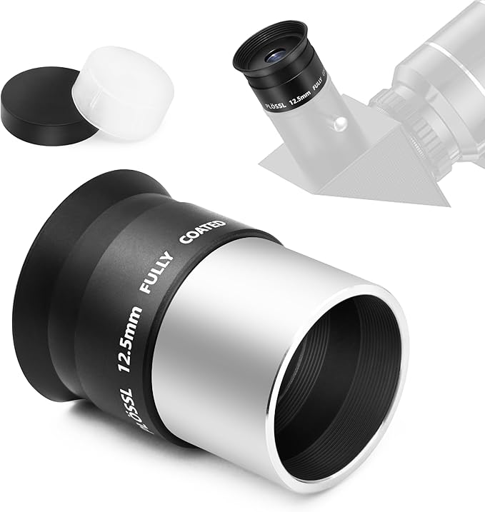 Astromania 12.5mm 1.25 Inch Plossl Telescope Eyepiece - Fully Multi Coated 4-Element Plossl Design Telescope Accessory with Standard 1.25 inch Filter Threaded for Visual Astronomy Observations
