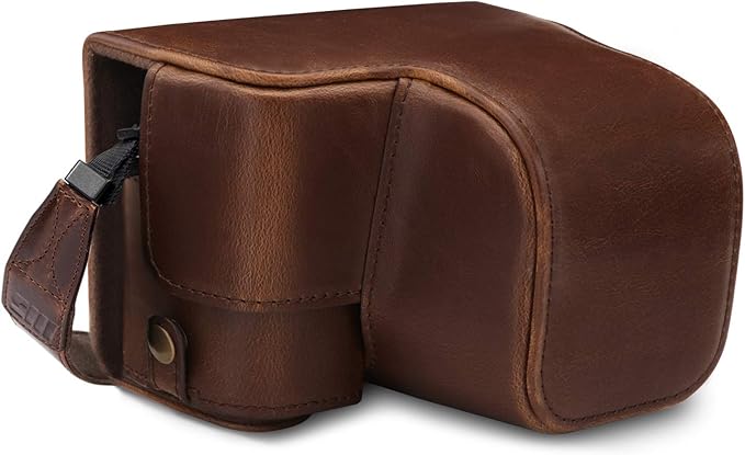 MegaGear MG1652 Ever Ready Leather Camera Case Compatible with Sony Alpha A6100, A6400 (16-50mm) - Brown
