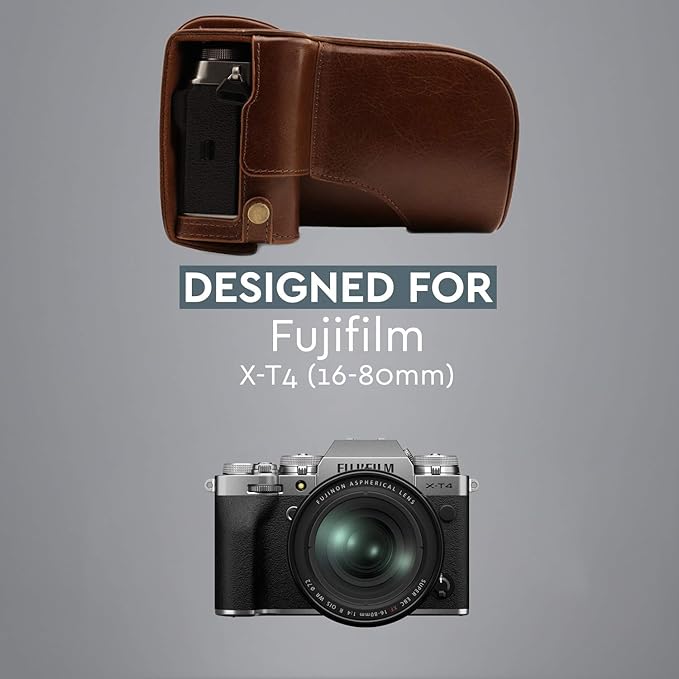 MegaGear MG1922 Ever Ready Genuine Leather Camera Case Compatible With Fujifilm X-T4 (Xf16-80MM) - Brown