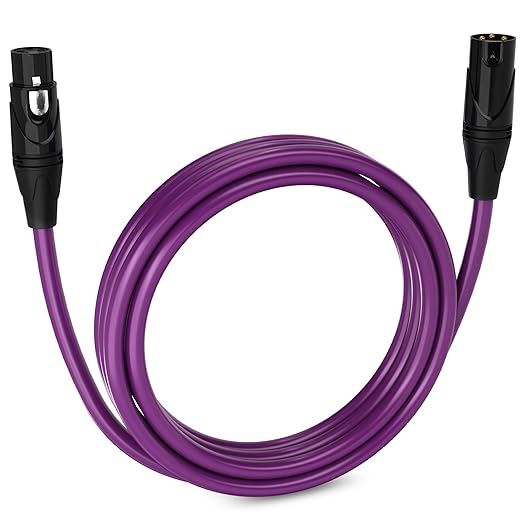 LyxPro 10 Feet XLR Microphone Cable Balanced Male to Female 3 Pin Mic Cord for Powered Speakers Audio Interface Professional Pro Audio Performance and Recording Devices - Purple