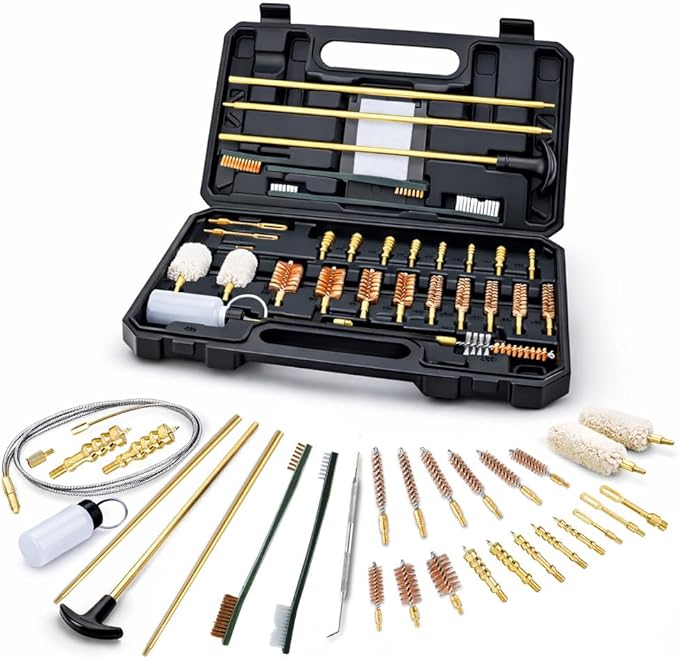 Gun Cleaning Kit Universal Supplies for Rifle Pistol Shotgun with Portable Carrying Case for 12Ga 20Ga .22 5.56mm .223 Chamber .243/6MM .270/284 .30/308 357/38 9MM .40 .45