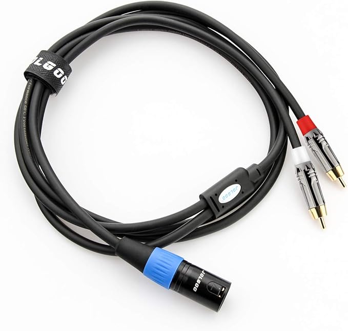 Unbalanced Dual RCA to XLR Male Y Splitter Patch Microphone Cable, 1 XLR Male to 2 RCA Male Y Adapter Cord Cable, 6.6 Feet